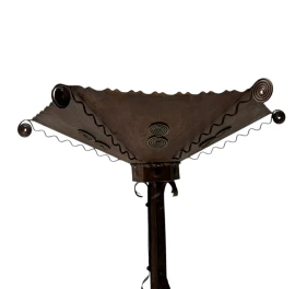 Art Deco Patinated Wrought Iron Floor Lamp, 1930s